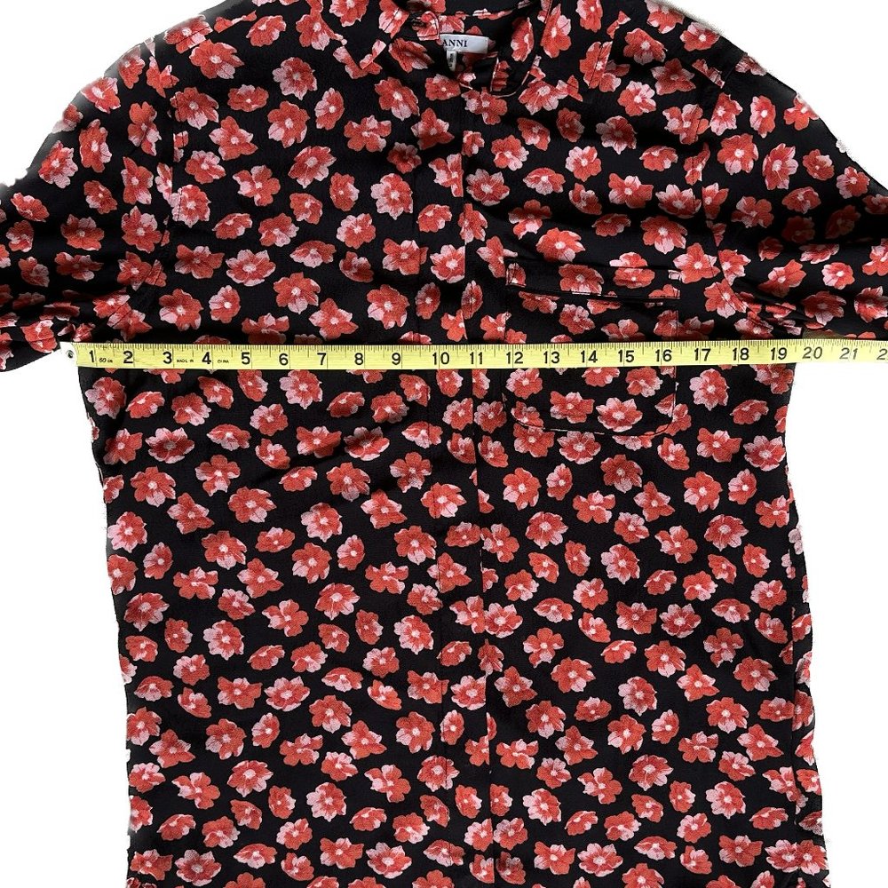 Ganni Printed Crepe Shirt in red flower | Size 34, XS | floral button-up - Picture 3 of 6